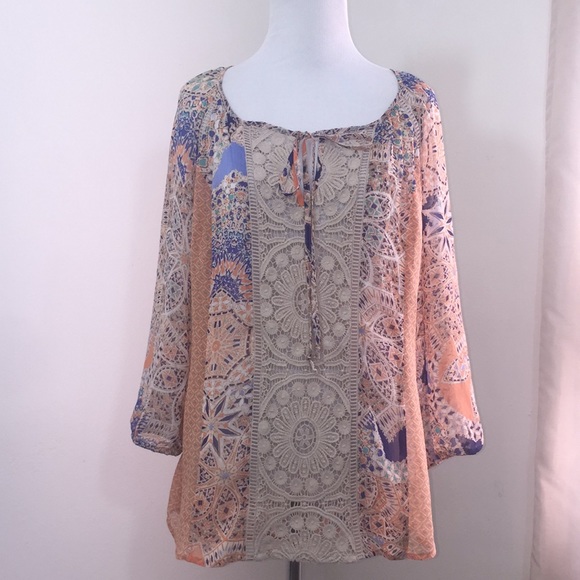 Anthropologie Tops - Anthropologie Roselle Printed Peasant Tunic